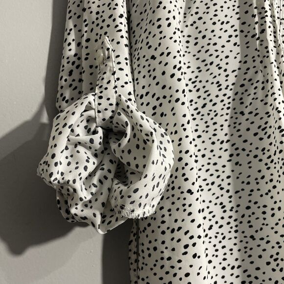 Isabel Maternity Women’s M Black White Roll-Tab Long Sleeve Blouse Back Tie - Picture 6 of 15